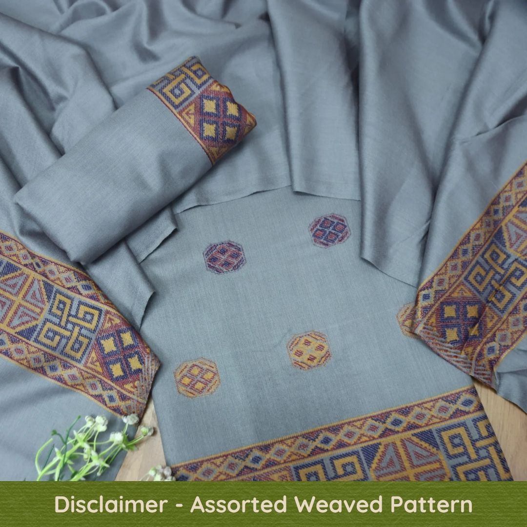 बेगमजान Cloud Grey Enhanced with Thread Weaved Hem Semi Pashmina Winter Set