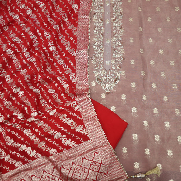 Haseen Walnut Brown Tissue Chanderi with Banarasi Silk Dupatta