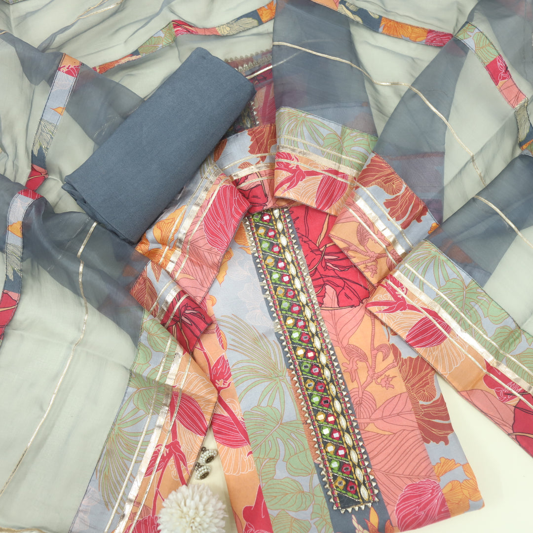 Soundarya Multicolour Floral Digital Printed Muslin Suit Set
