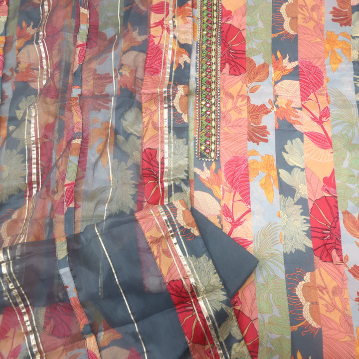 Soundarya Multicolour Floral Digital Printed Muslin Suit Set