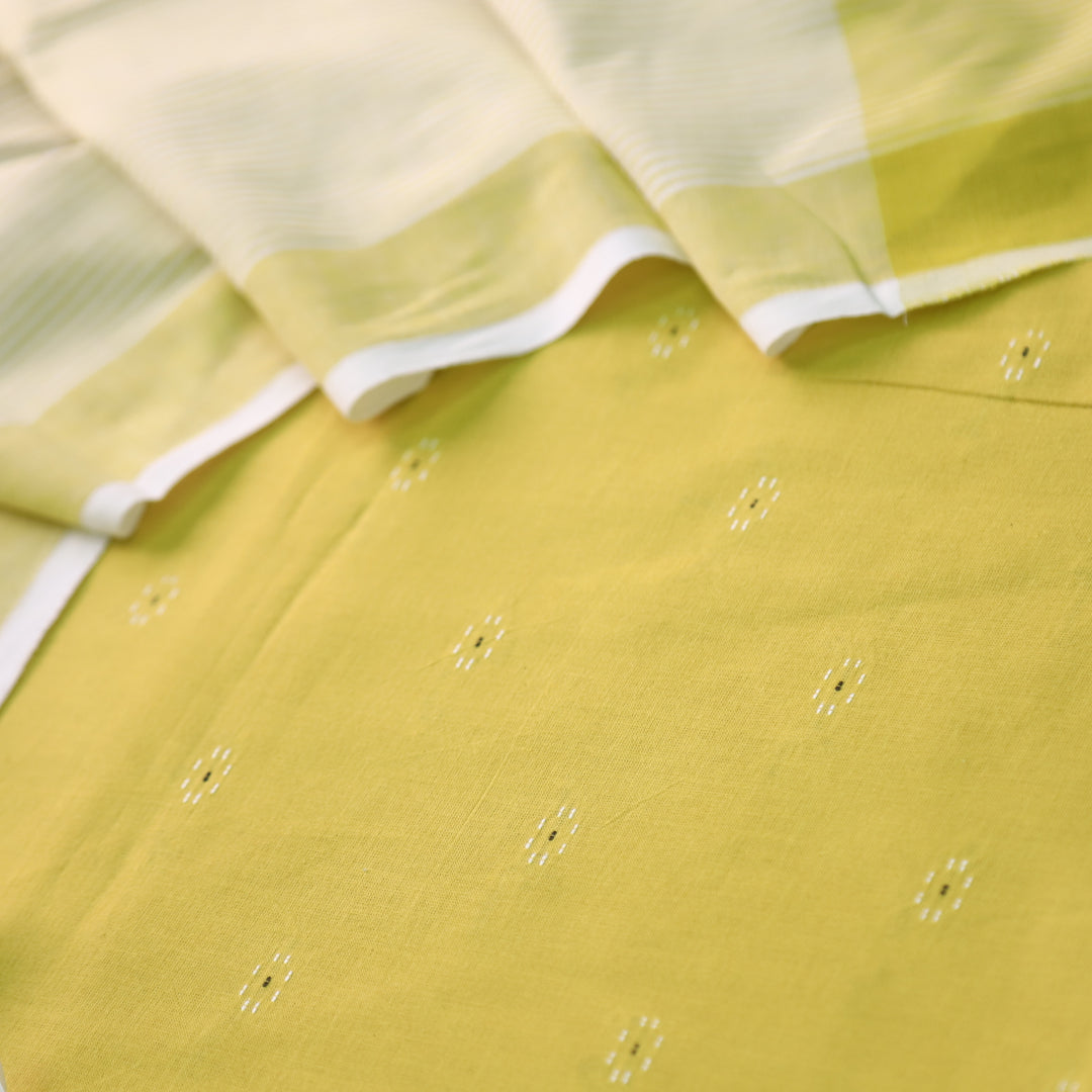 Madhubala Yellow All Over Thread Weaved Handloom Cotton Suit Set