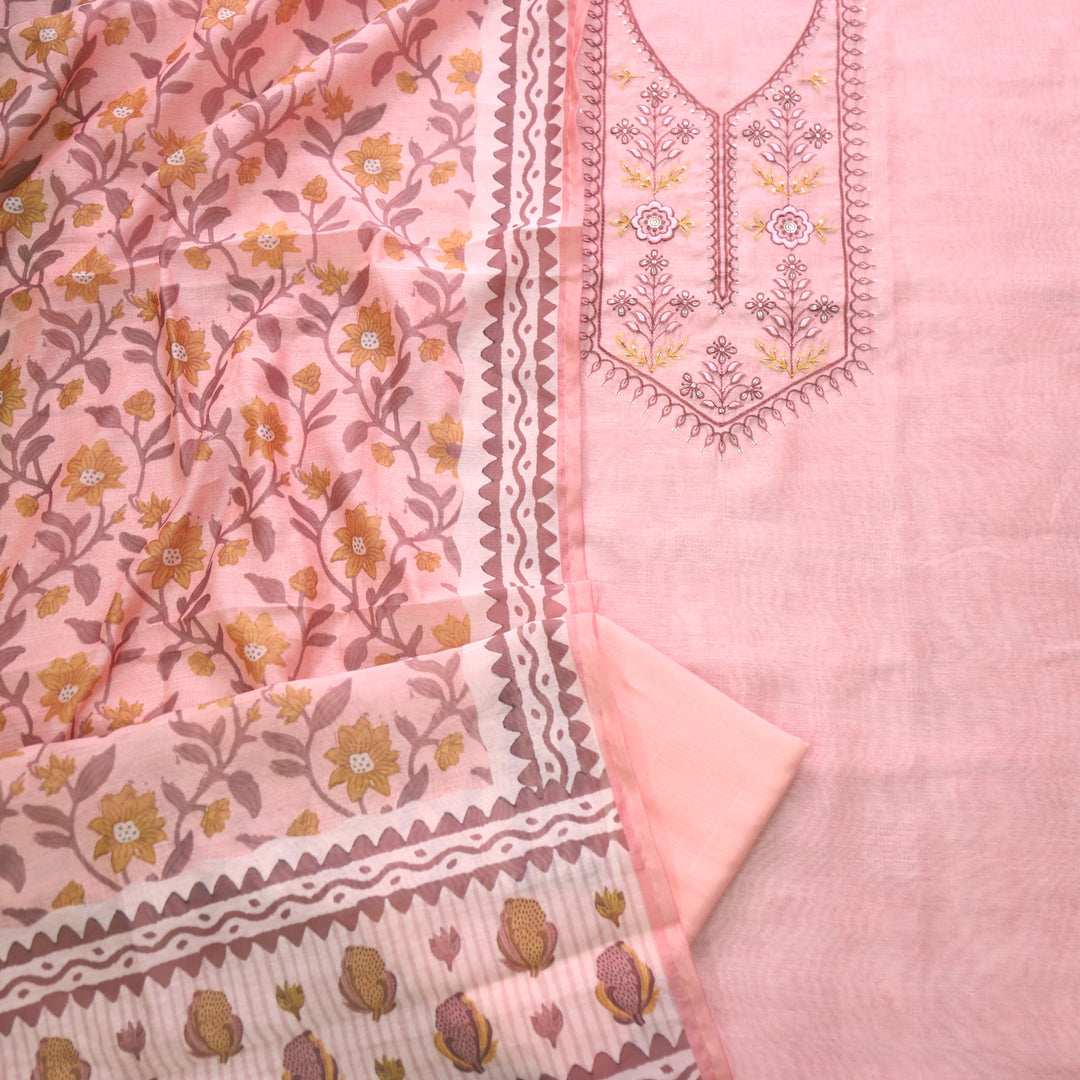 Rukshah Blush Pink with Black Thread Weaved Work Chanderi Suit Set