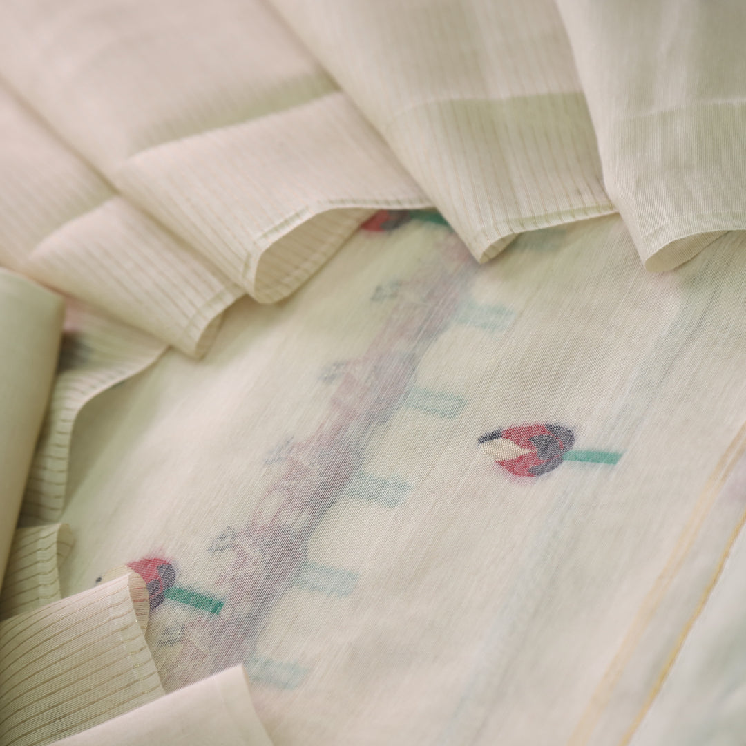 Raina Latte Skin Beige Authentic Jamdani Weaved Top and Dupatta Set