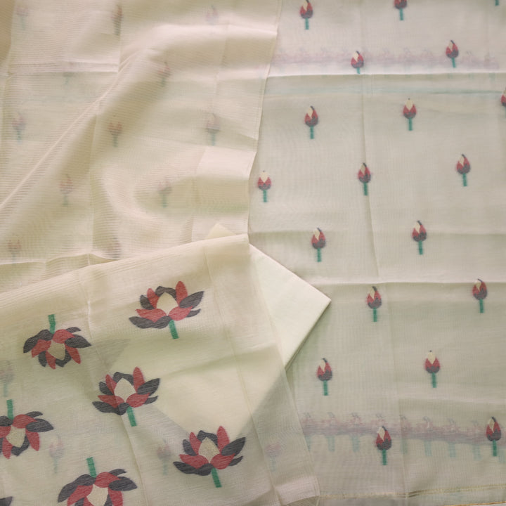 Raina Latte Skin Beige Authentic Jamdani Weaved Top and Dupatta Set