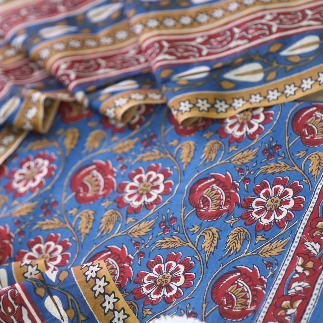Jahaan Royal Blue Floral Printed Ajrak Cotton Suit Set
