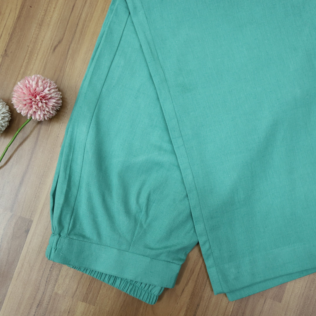 Ocean Blue Plain Broad Hem Cotton Flex Bottom