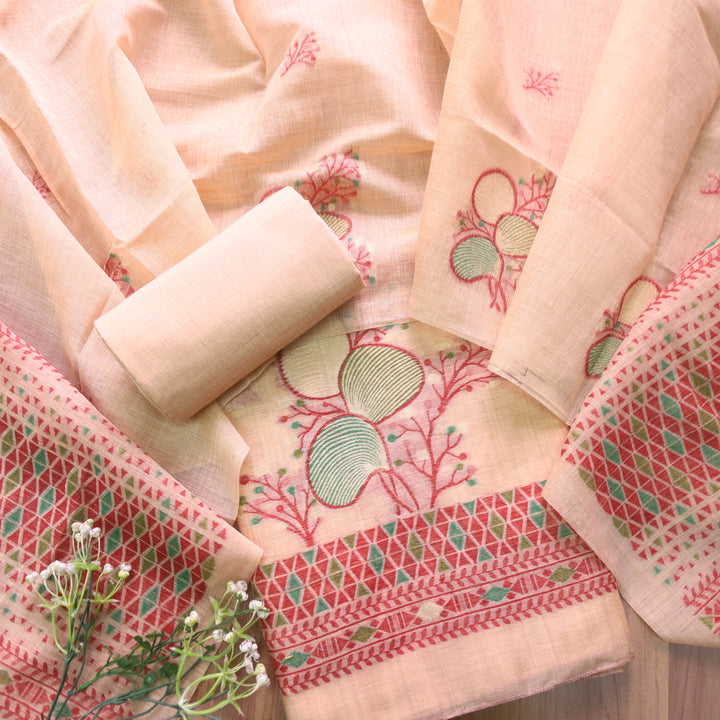 Riwayat Sand Beige Zari with Floral Authentic Jamdani Weaved Suit Set