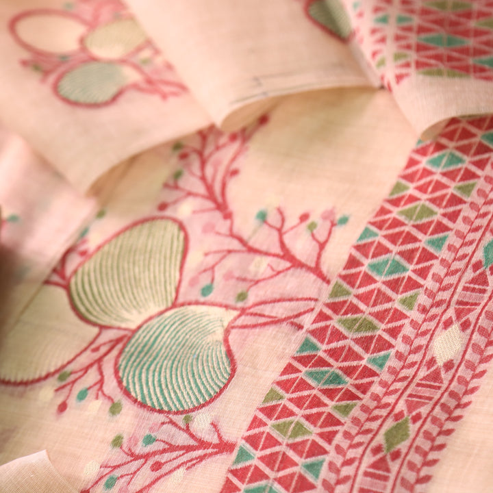 Riwayat Sand Beige Zari with Floral Authentic Jamdani Weaved Suit Set