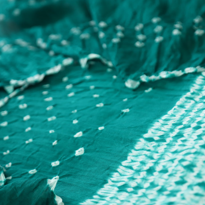 Sohini Emerald Teal All Over Authentic Bandhej Work Cotton Suit Set