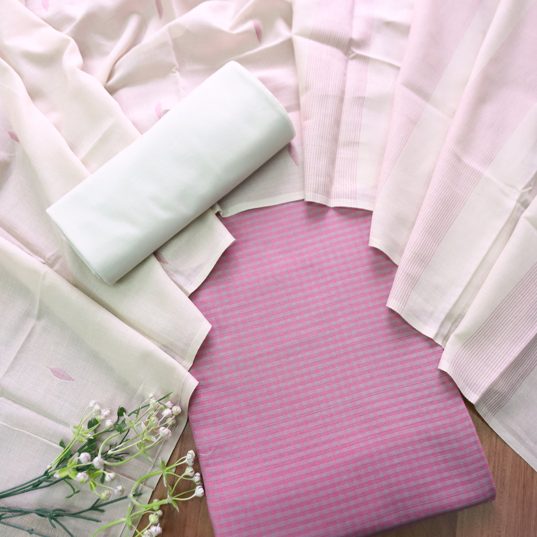 Purnima Lotus Lilac Dual Shade Weaved South Cotton Suit Set