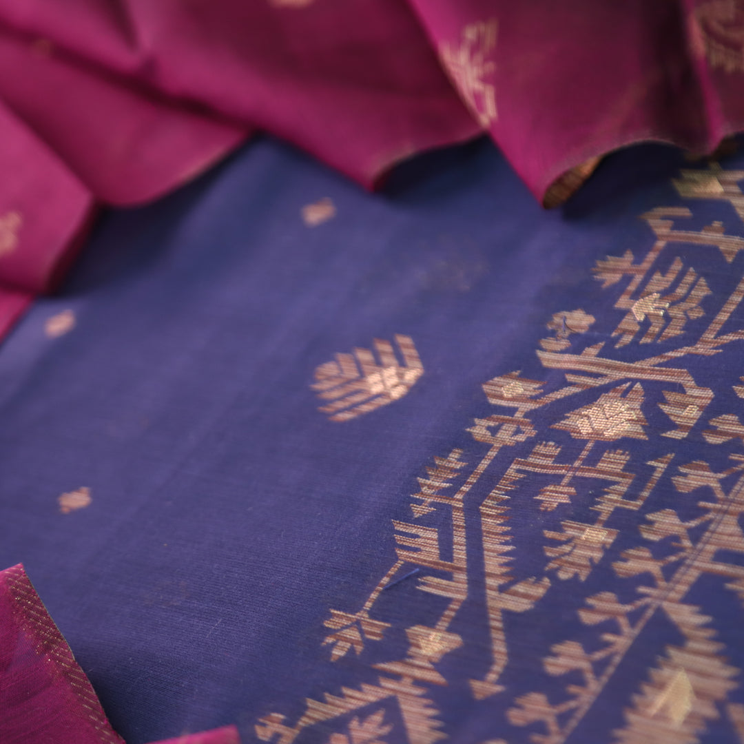 Visha Indigo Purple with All Over Authentic Jamdani Weaved On Hem Suit Set