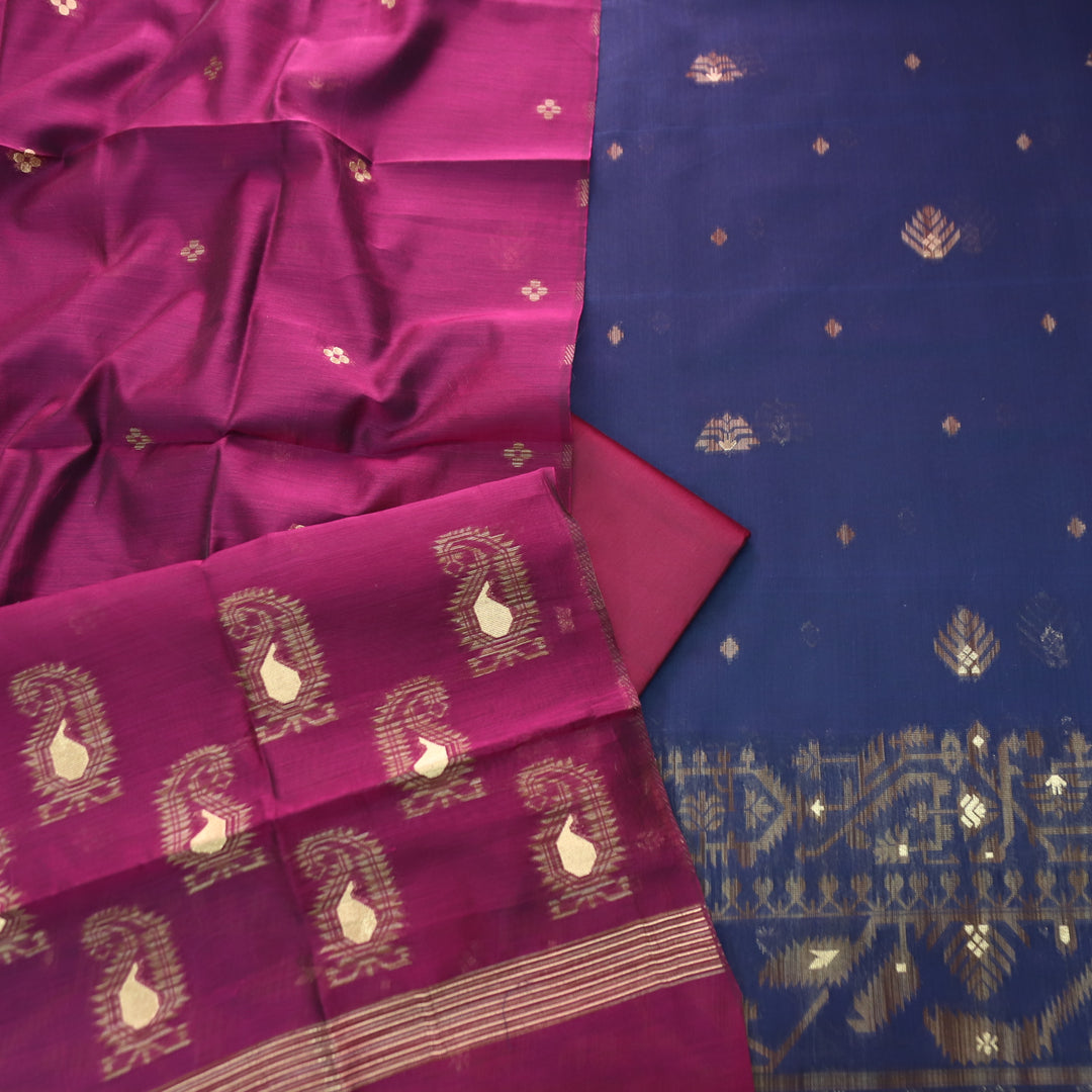 Visha Indigo Purple with All Over Authentic Jamdani Weaved On Hem Suit Set