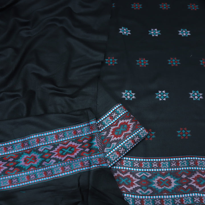 बेगमजान Night Black Enhanced with Thread Weaved Hem Semi Pashmina Winter Set