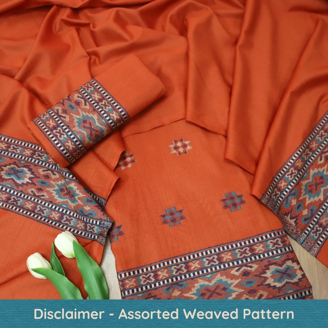 बेगमजान Rust Orange Enhanced with Thread Weaved Hem Semi Pashmina Winter Set