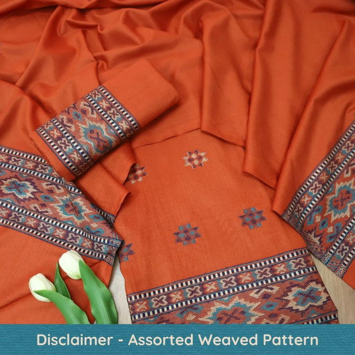 बेगमजान Rust Orange Enhanced with Thread Weaved Hem Semi Pashmina Winter Set