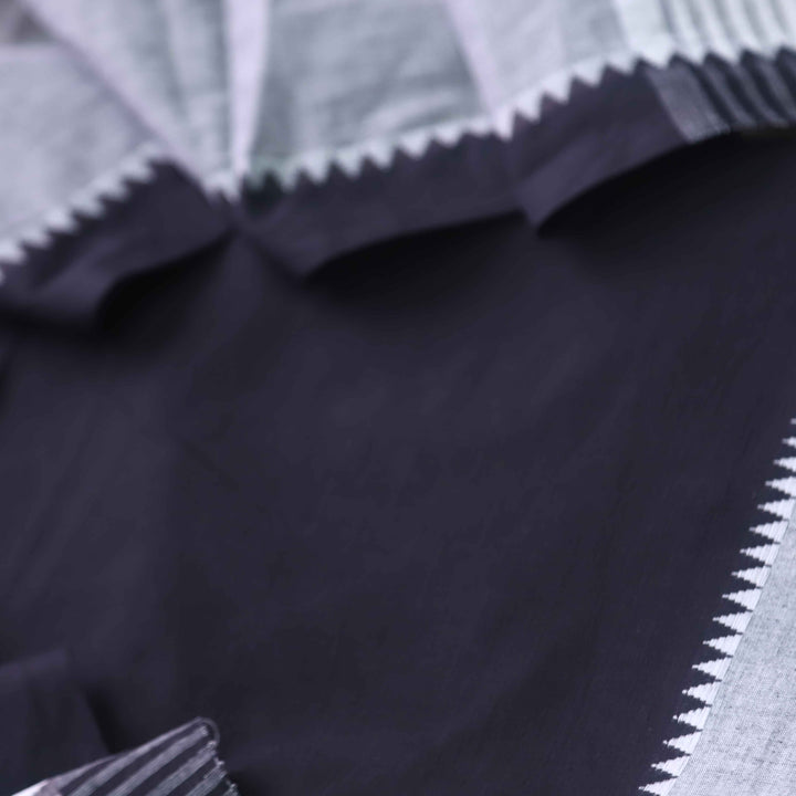 Sanskruti Black with Grey Temple Hem South Cotton Suit Set