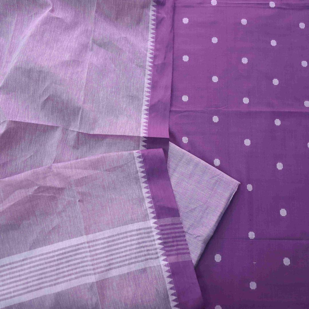 Sanskruti Pastel Purple with Lilac Dupatta South Cotton Temple Hem Suit Set