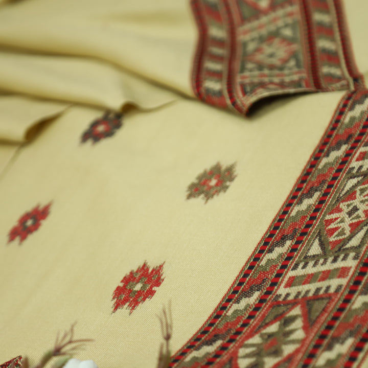 बेगमजान Skin Beige Enhanced with Thread Weaved Hem Semi Pashmina Winter Set