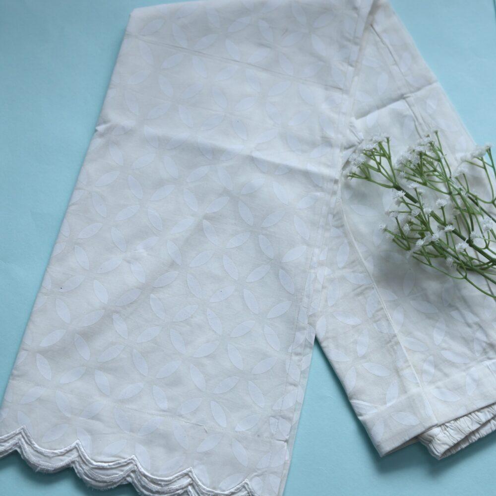 White Applique Scallop Palazzo Trouser