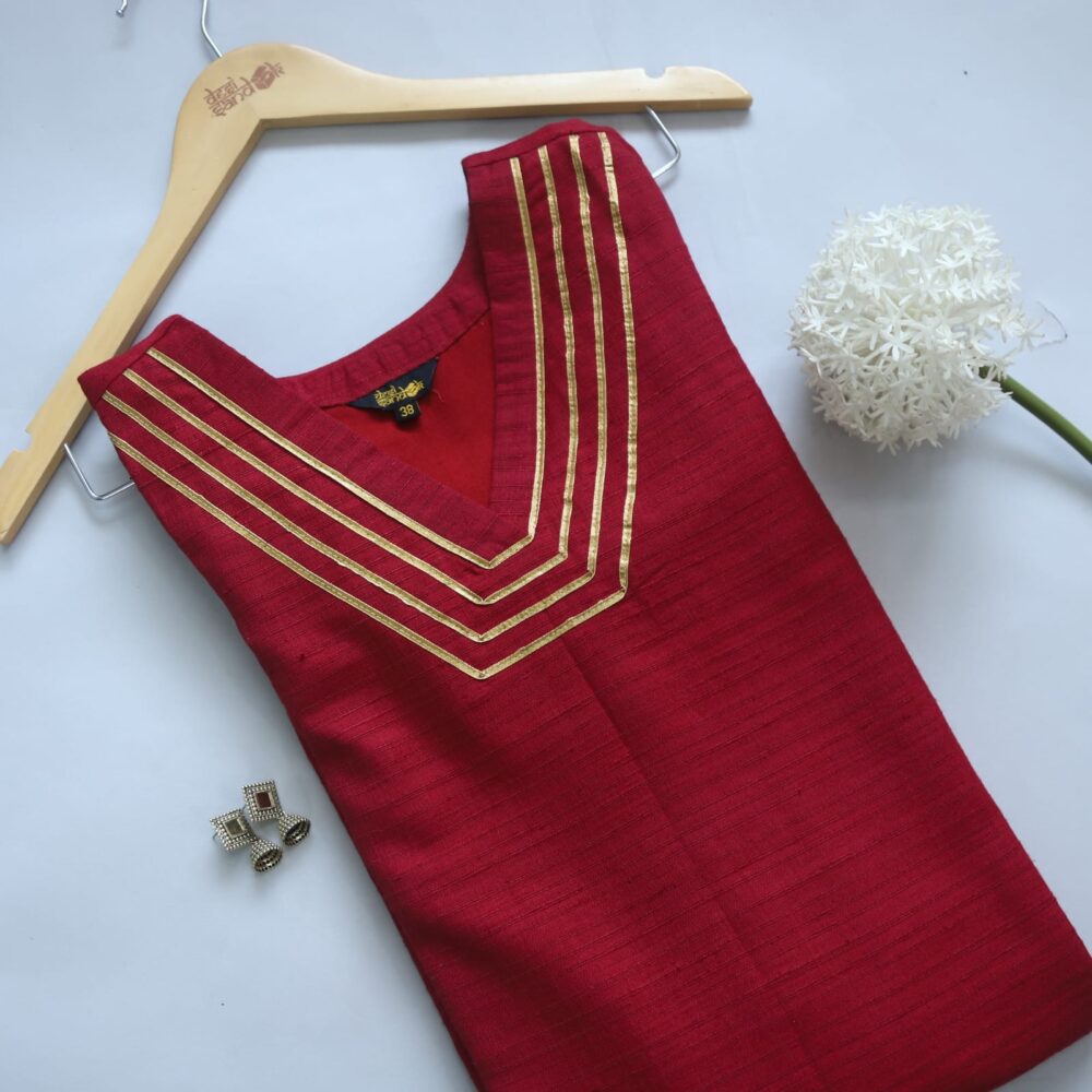 Jam Red Mahi Silk Kurti