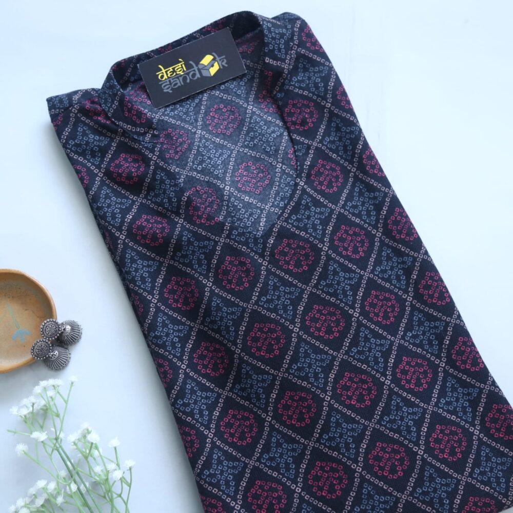 Black Semi Pashmina Bandhani Printed kurti