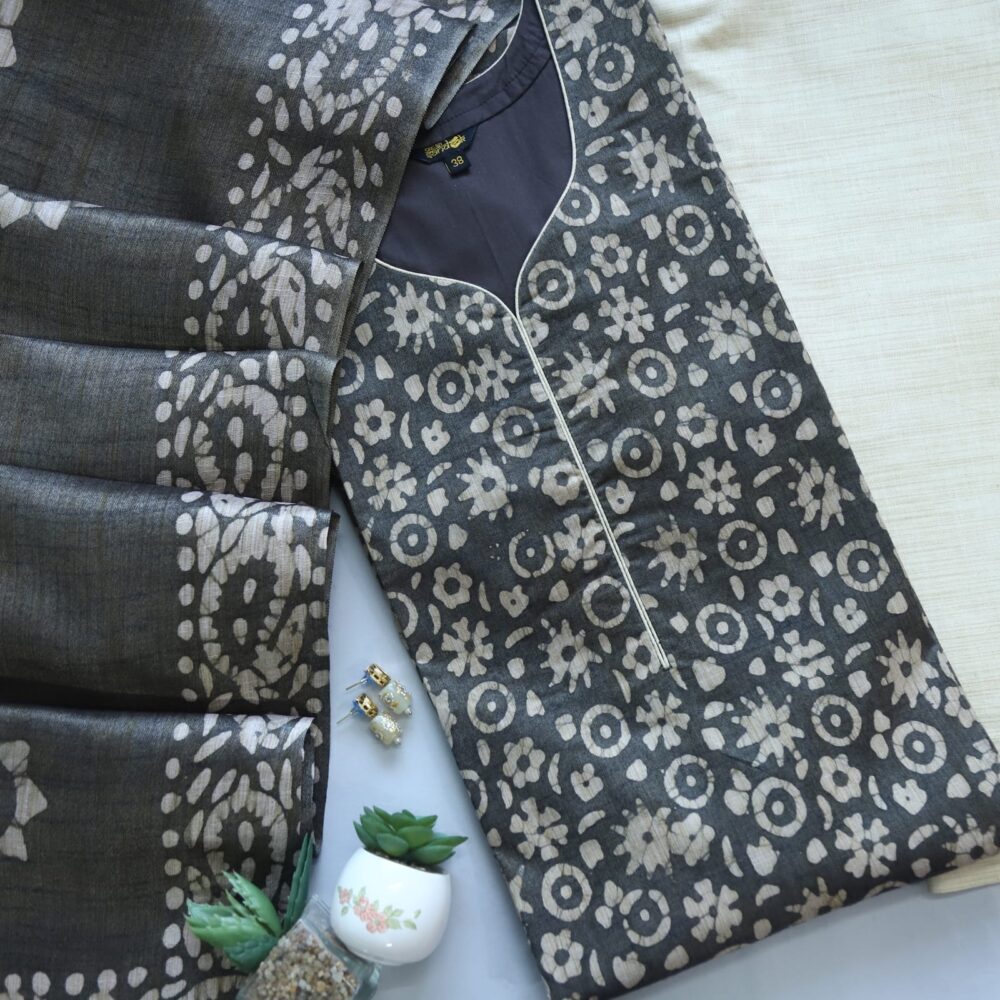 Dark Grey Batik Handloom 3 Piece Set