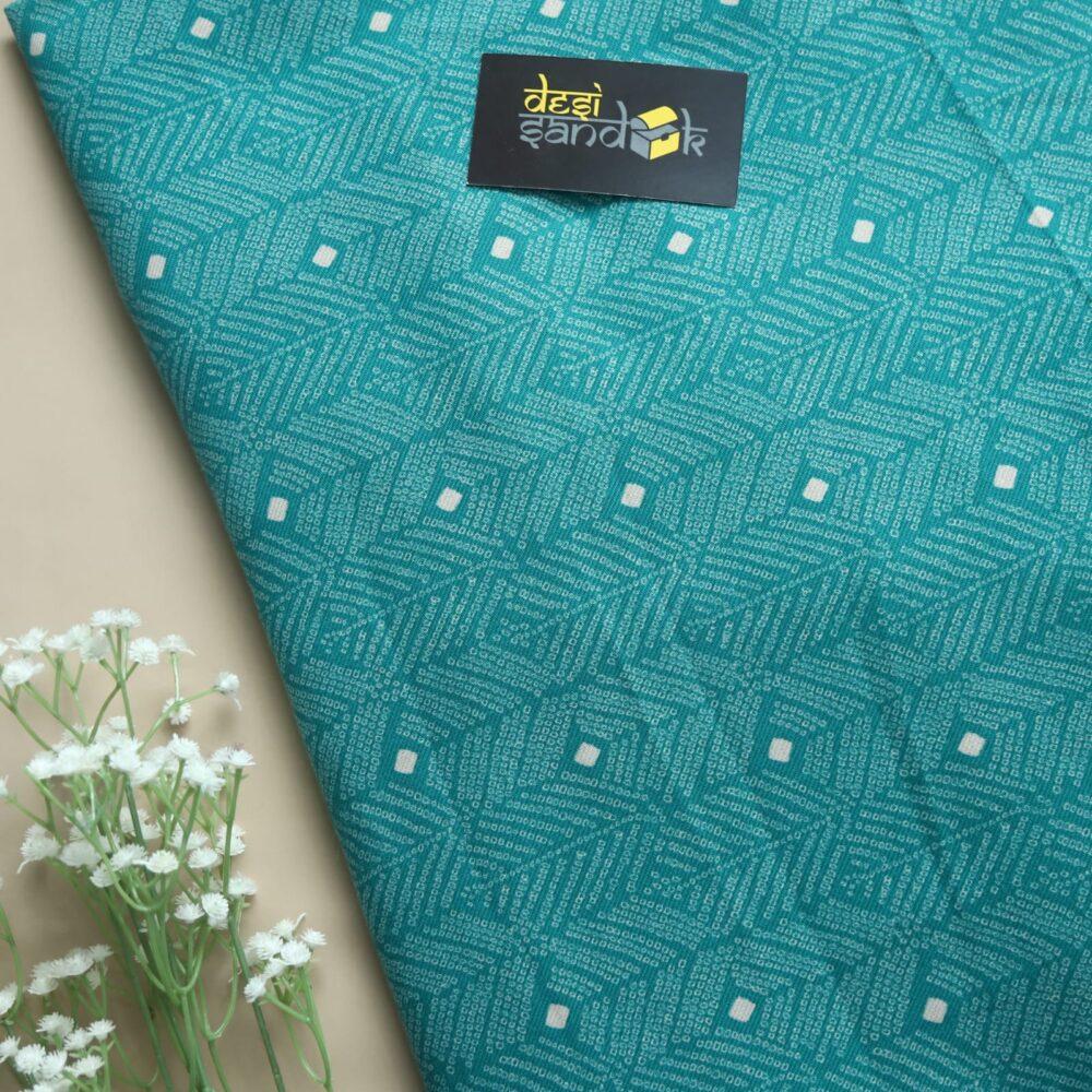 Pine Green Printed Semi Pashmina Fabric