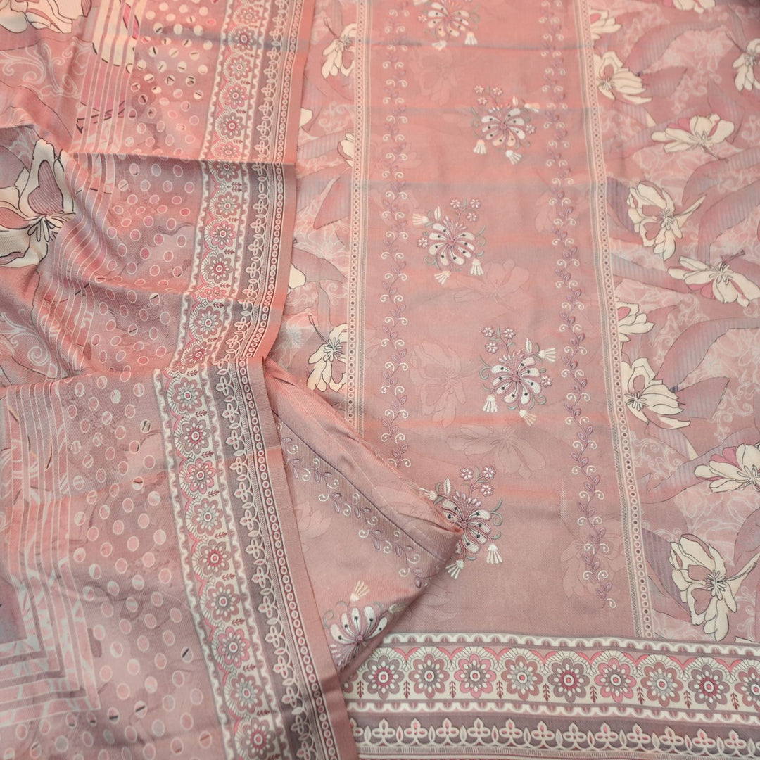 हरदीप Soft Pink Defined By Floral Printed Work Semi Pashmina Winter Set