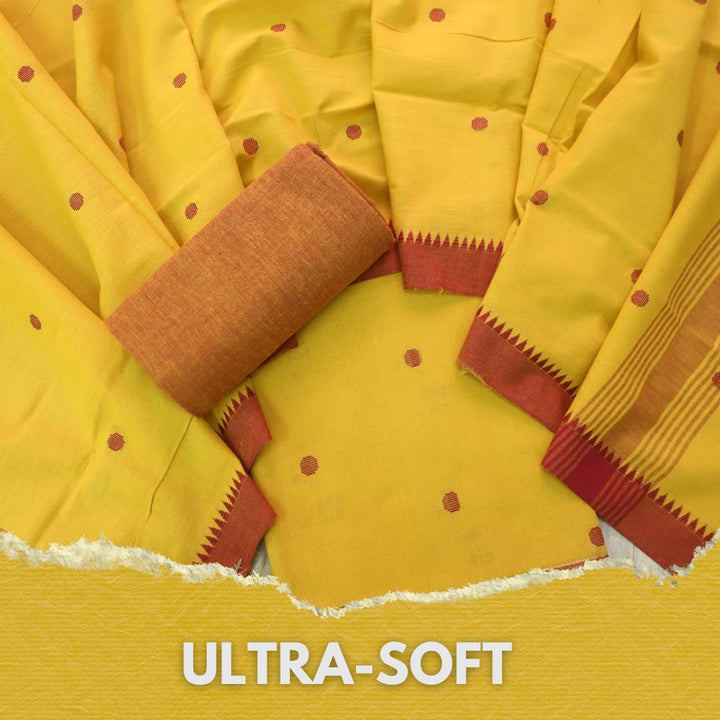 Madhubala Dijon Yellow Thread Weaved Handloom Cotton Suit Set
