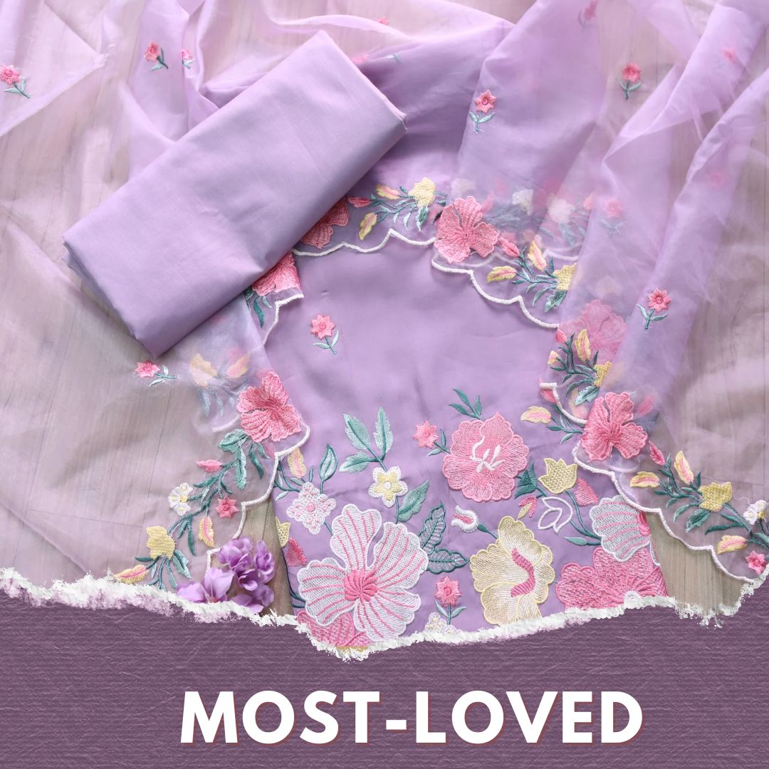 Rivva Lavender with Thread Embroidered Hem Modal Suit Set