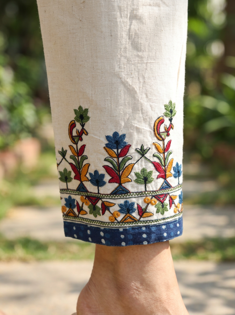 Rupali Indigo Blue Dabu Printed 3 Piece Set D2