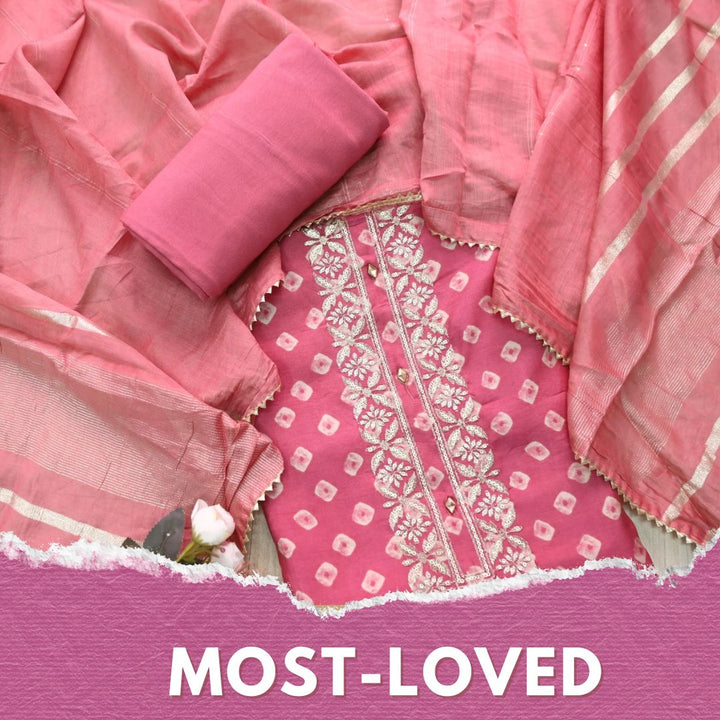Ishaani Mauve Pink Printed Embellish Zari Neck Work Modal Suit Set