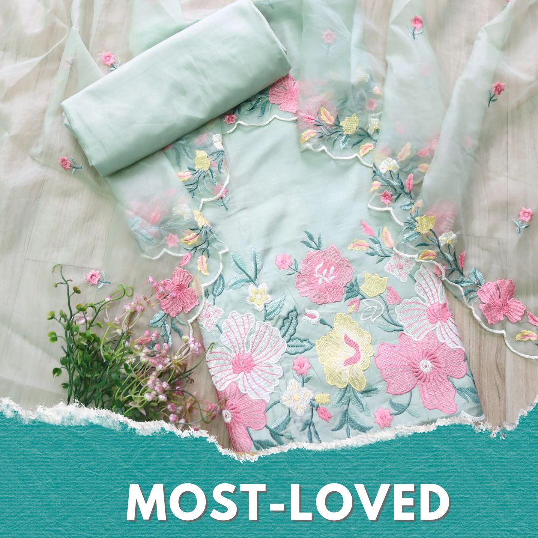 Rivva Mint Green with Thread Embroidered Hem Modal Suit Set