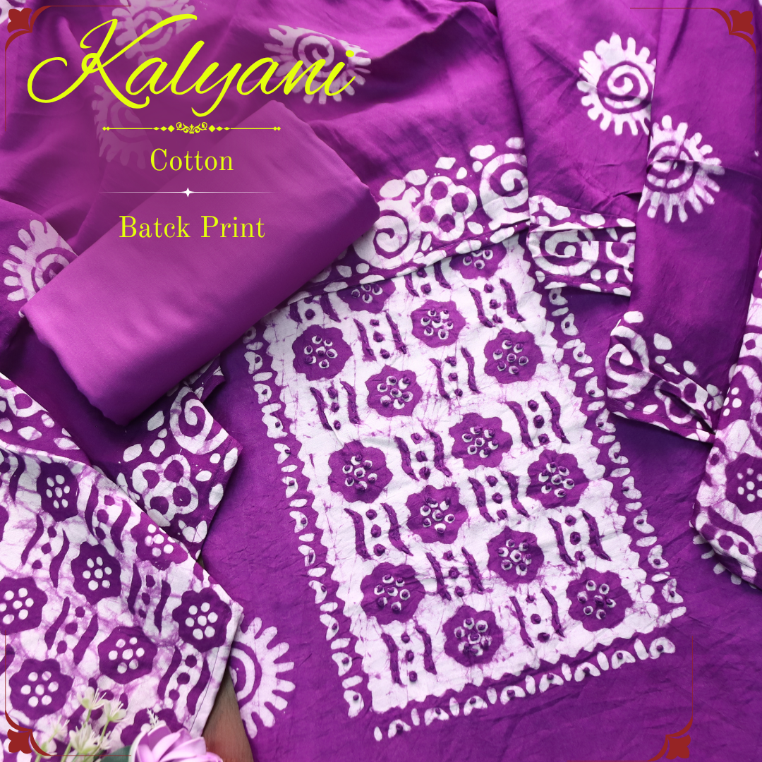Kalyani  Orchid Purple Fench Knot Batik Print Modal Set
