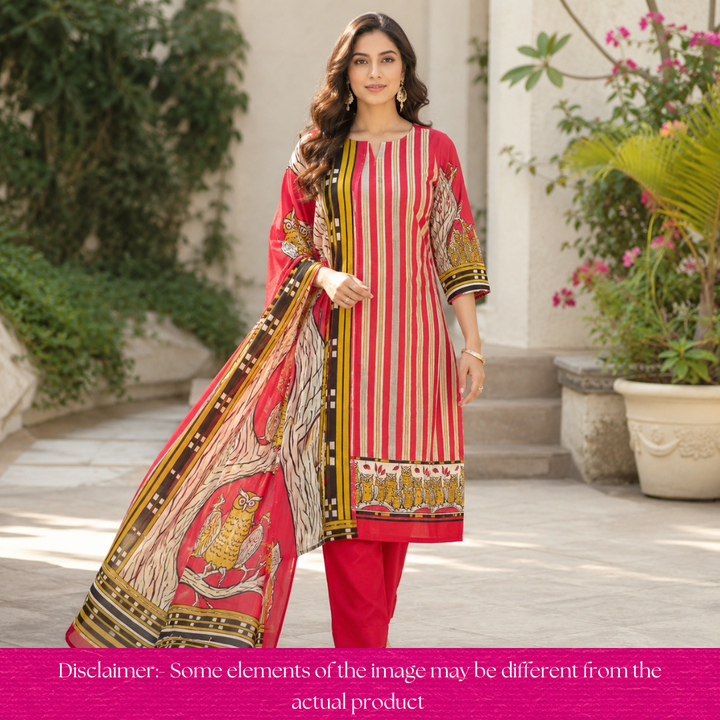 Parineeti Rani Pink Bird Kalamkari Print Hem Maheswari Chanderi Set
