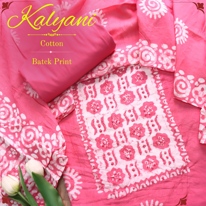 Kalyani  Candy Pink Fench Knot Batik Print Modal Set