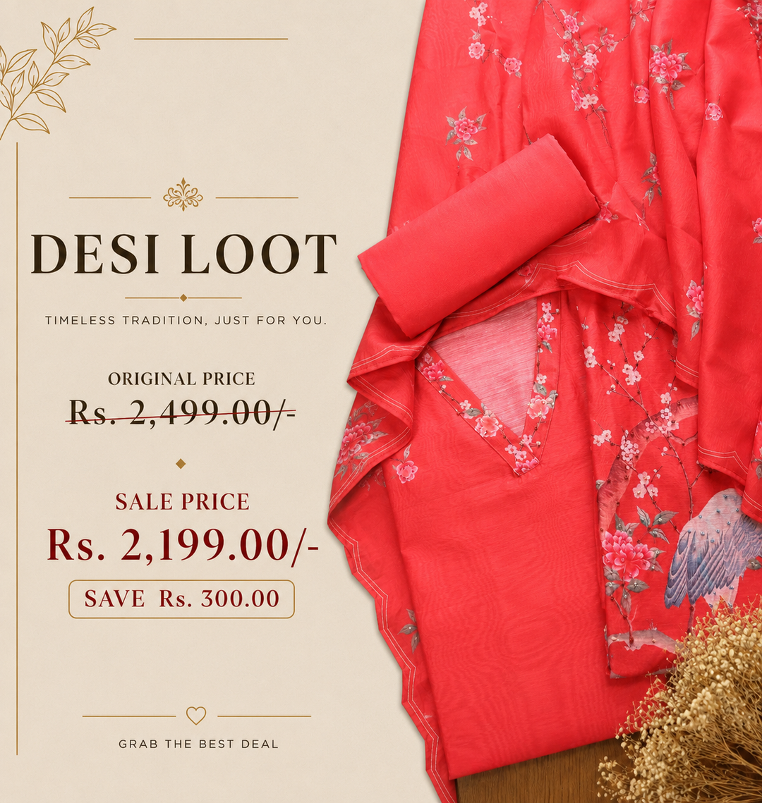 Farhana Berry Red French Knot Work Printed Hem Chanderi Set