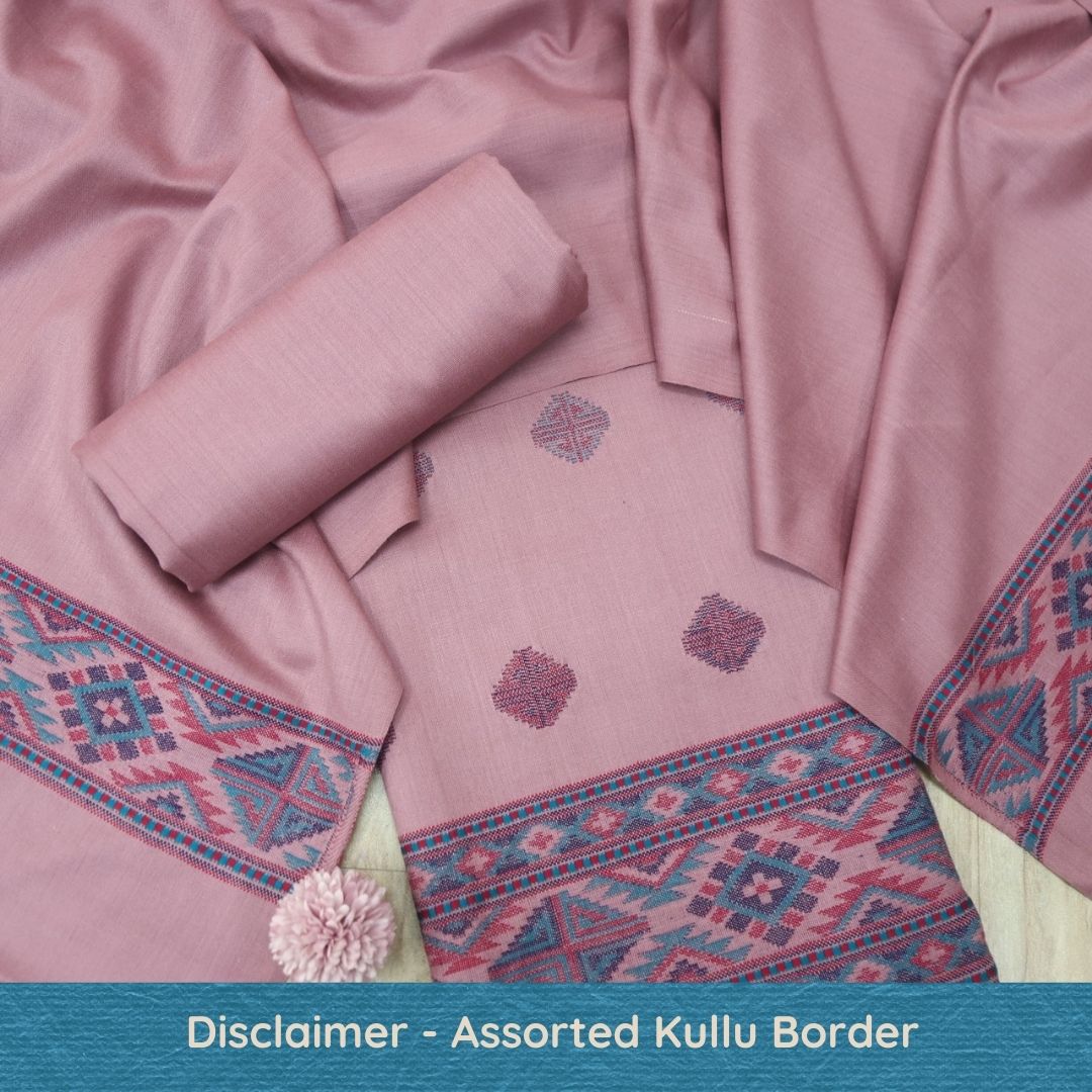 बेगमजान Soft Lilac Kullu Thread Weaved Hem Semi Pashmina Winter Suit Set
