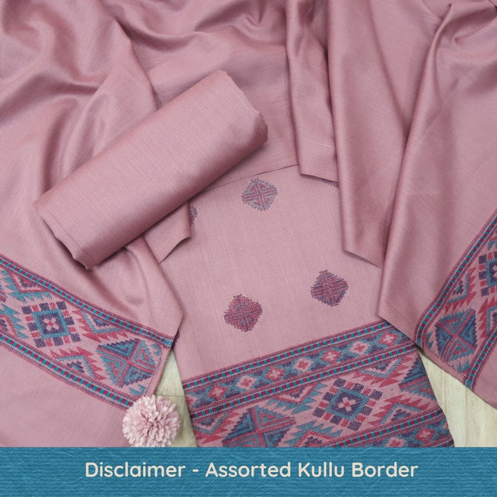 बेगमजान Soft Lilac Kullu Thread Weaved Hem Semi Pashmina Winter Suit Set