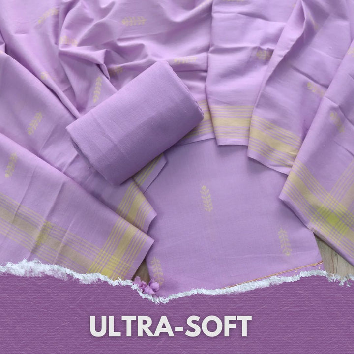 Madhubala Lavish Lavender Thread Weaved Handloom Cotton Suit Se