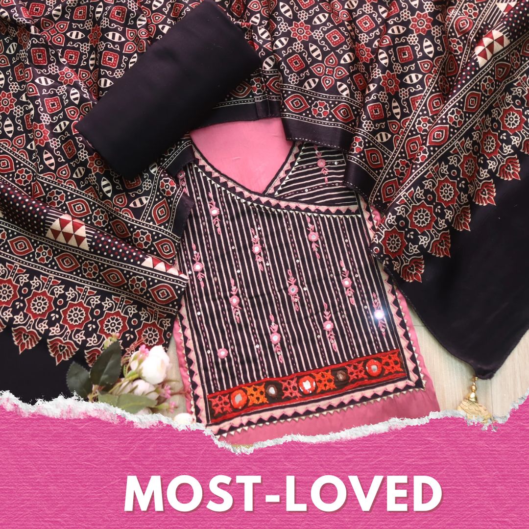 Noor Blink Pink Glazed Cotton Top and Digital Printed Mashru Dupatta