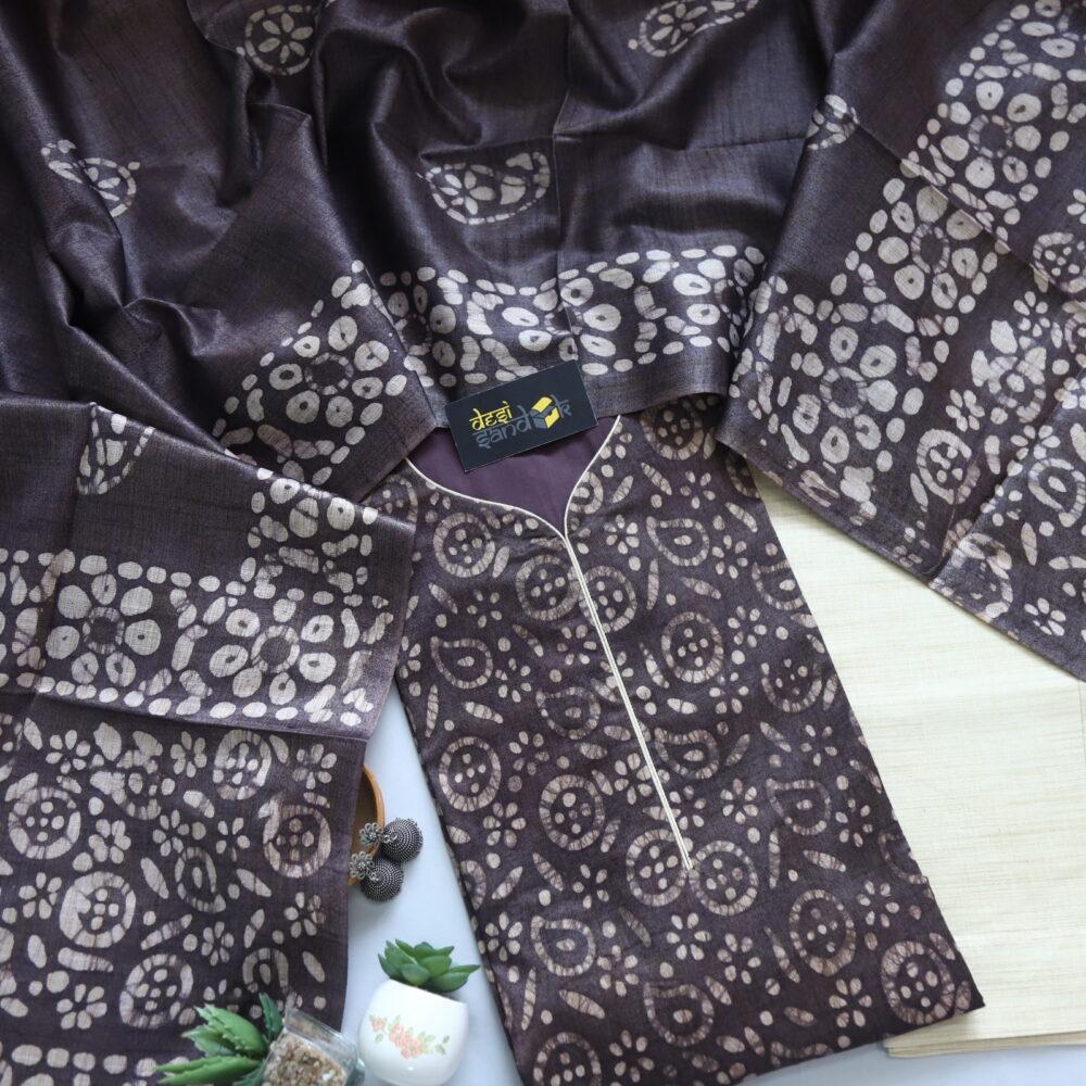 Brown Batik Handloom 3 Piece Set