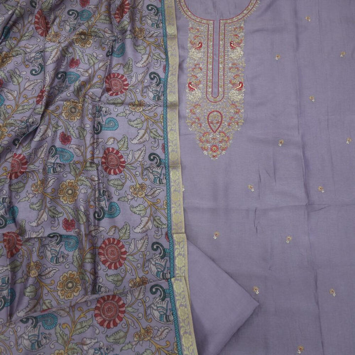Mauve Dola Silk Top and Printed Dupatta Set