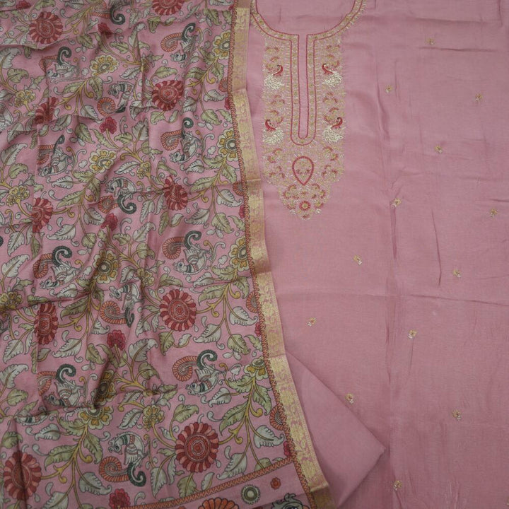 Mulberry Dola Silk Top and Printed Dupatta Set