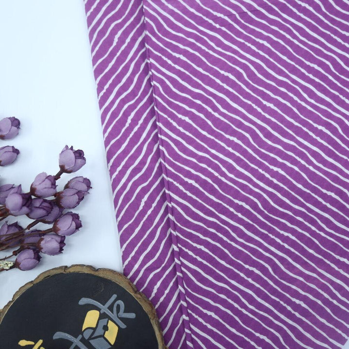 Periwinkle Purple Leheriya Printed Cotton Fabric