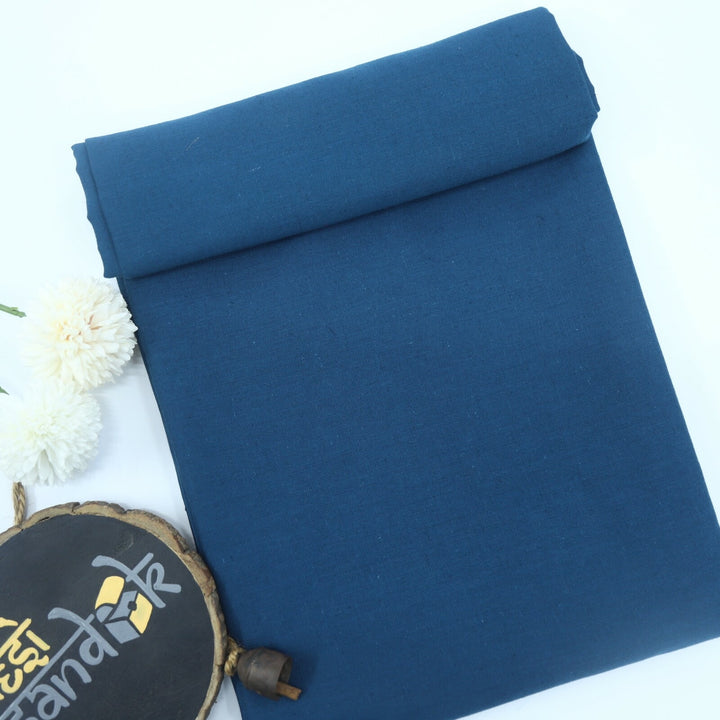 Dark Blue Cotton Flax Fabric
