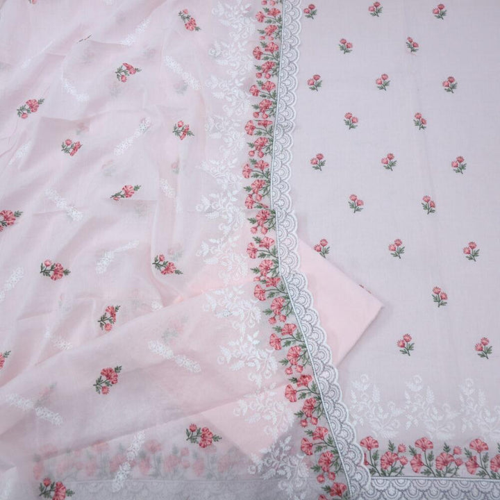 Lemonade Pink Cotton Thread Work Top and Dupatta Set