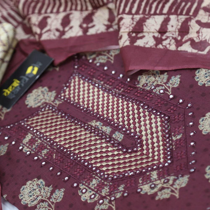 Sangria Printed Cotton Top with Printed Dupatta Set