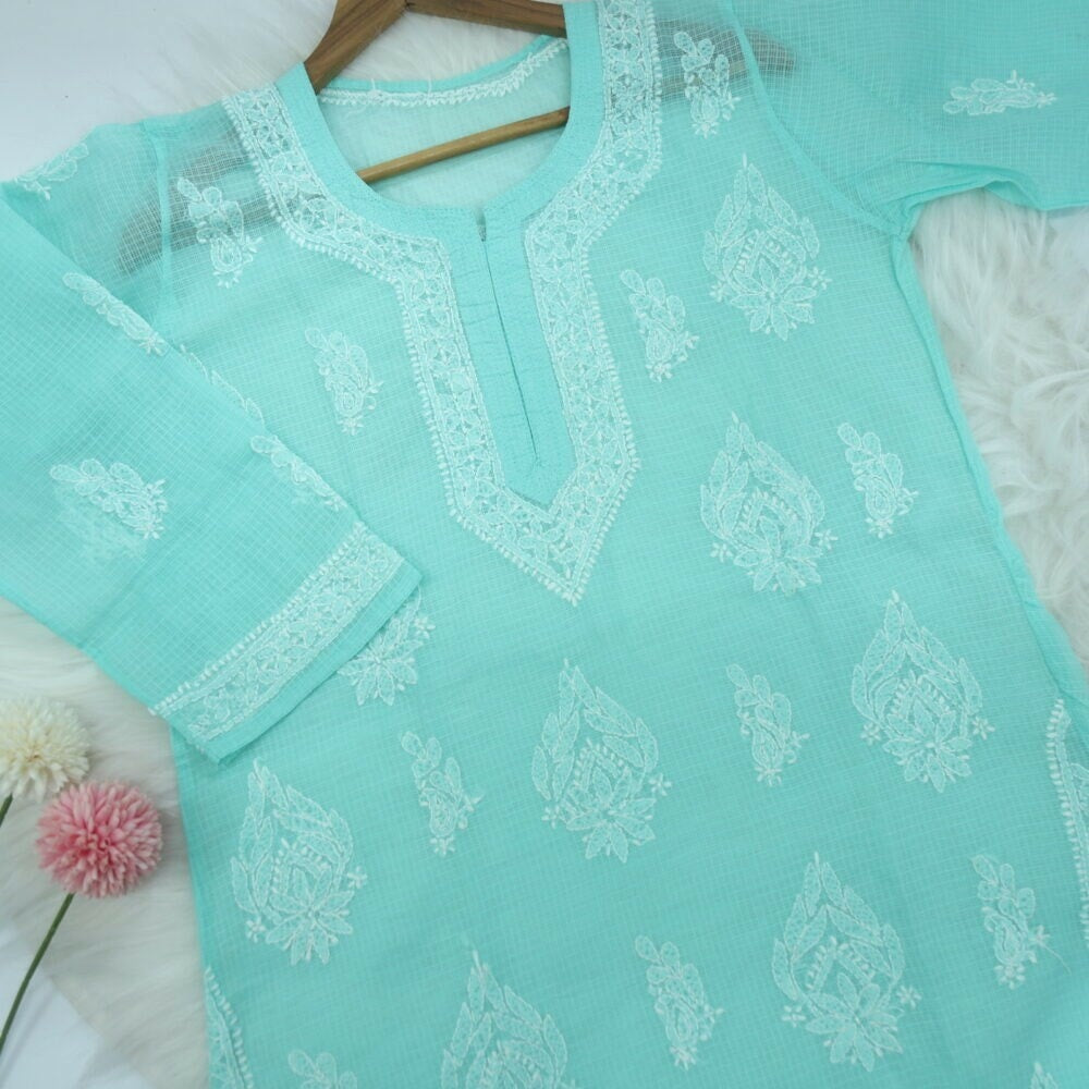 Aqua Kota Chikankari Kurti