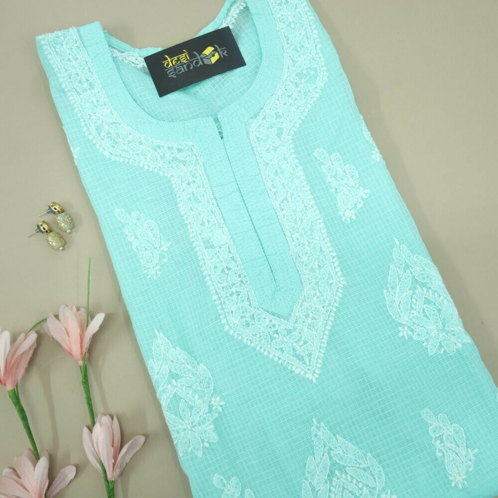 Aqua Kota Chikankari Kurti